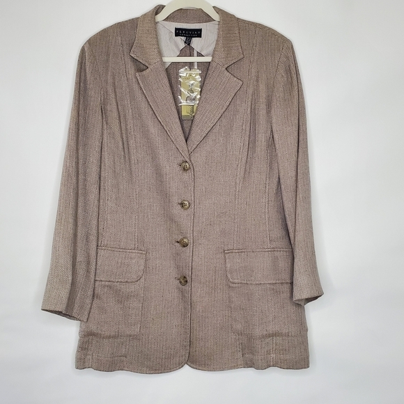 Peruvian Connection Linen Blend Blazer Size14 Old Money Sandstone Jacket NEW - Picture 16 of 16